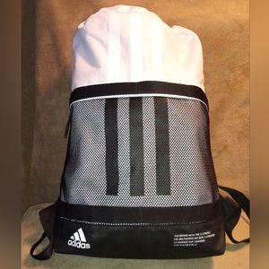 Adidas bookbag black on white